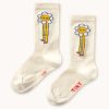 Tinycottons șosete copii DAISIES MEDIUM HEIGHT SOCKS culoarea bej