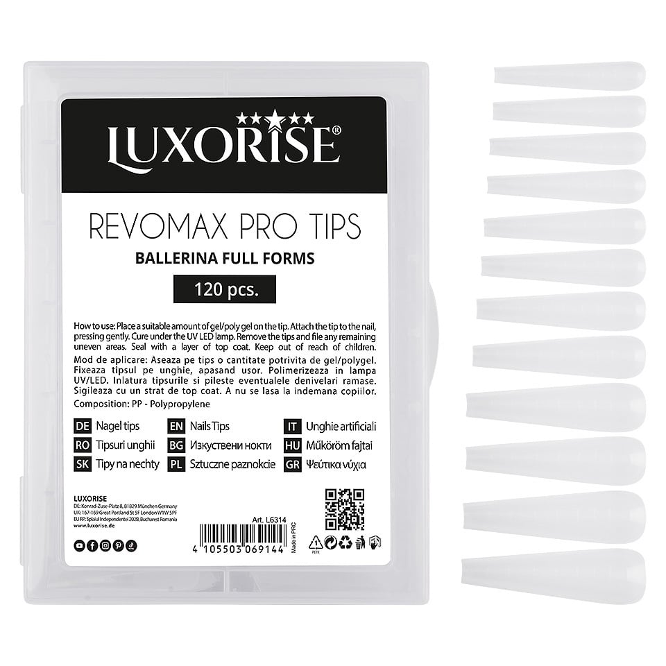 Tipsuri Reutilizabile Polygel Gel REVOMAX PRO TIPS LUXORISE Ballerina Full Forms 120 buc 3