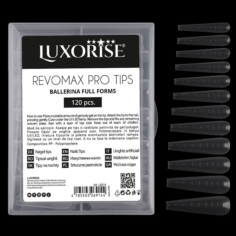 Tipsuri Reutilizabile Polygel & Gel REVOMAX PRO TIPS LUXORISE Ballerina - Full Forms
