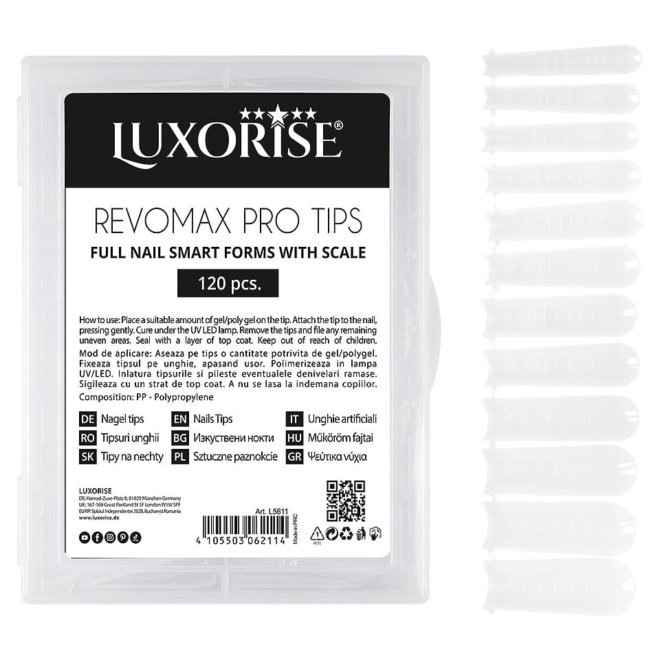 Tipsuri Reutilizabile Polygel Gel REVOMAX PRO TIPS LUXORISE Full Nail 120 buc 2