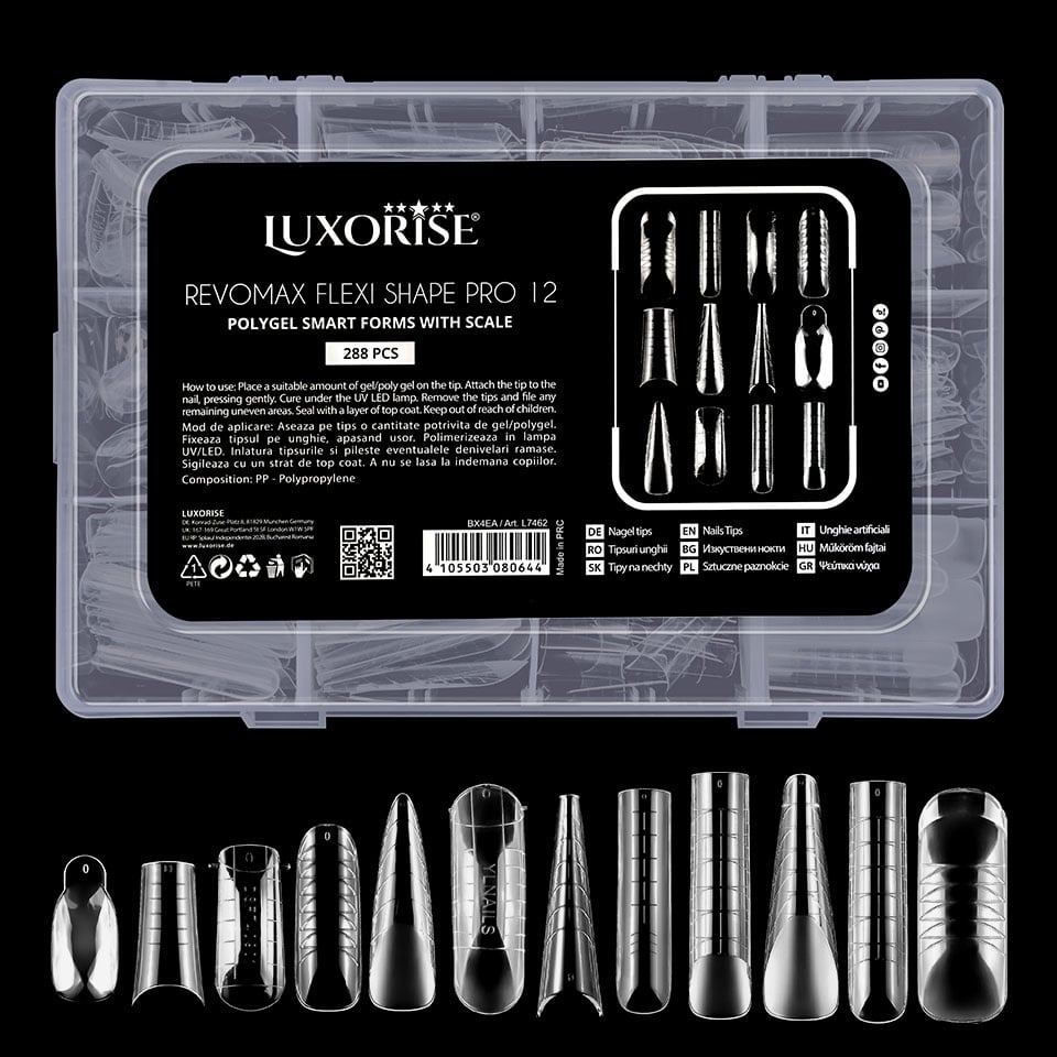 Tipsuri Reutilizabile REVOMAX Flexi Shape Pro 12 LUXORISE pentru Polygel si Gel