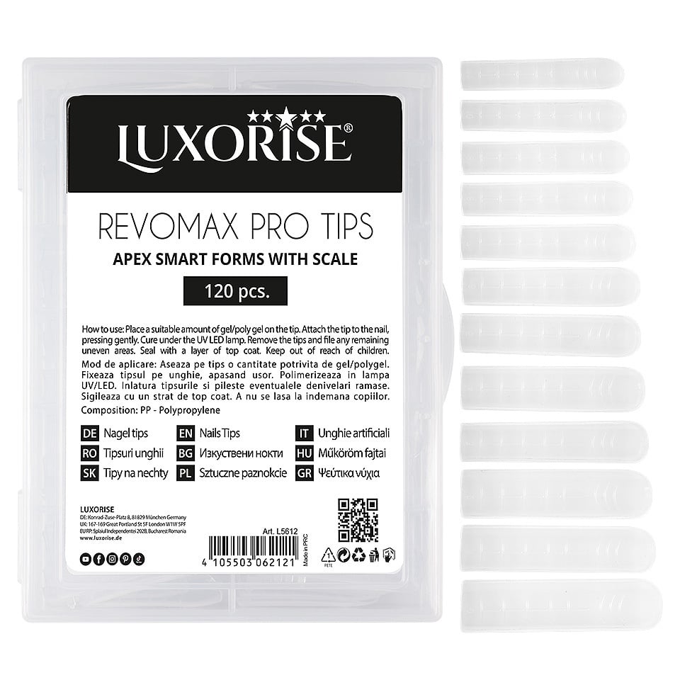 Tipsuri Reutilizabile REVOMAX PRO TIPS LUXORISE Flexible Apex pentru Polygel si gel 120 buc 2