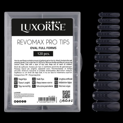 Tipsuri Reutilizabile REVOMAX PRO TIPS LUXORISE Oval - Full Forms pentru Polygel si gel