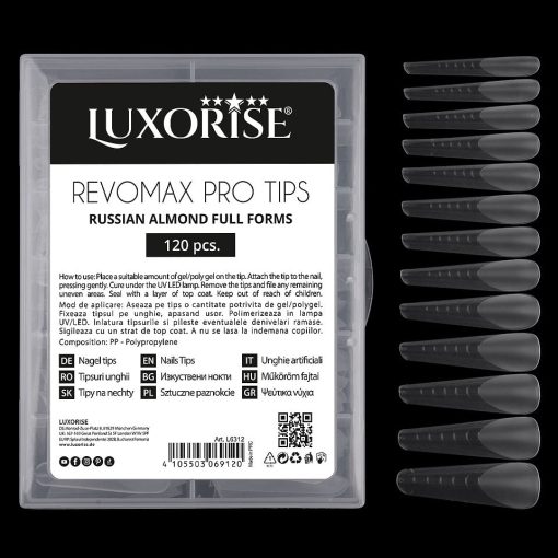 Tipsuri Reutilizabile REVOMAX PRO TIPS LUXORISE Russian Almond pentru Polygel si gel