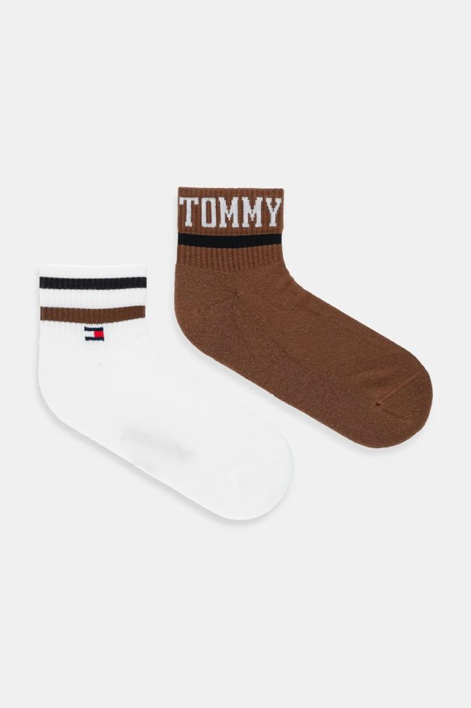 Tommy Jeans șosete 2-pack culoarea maro
