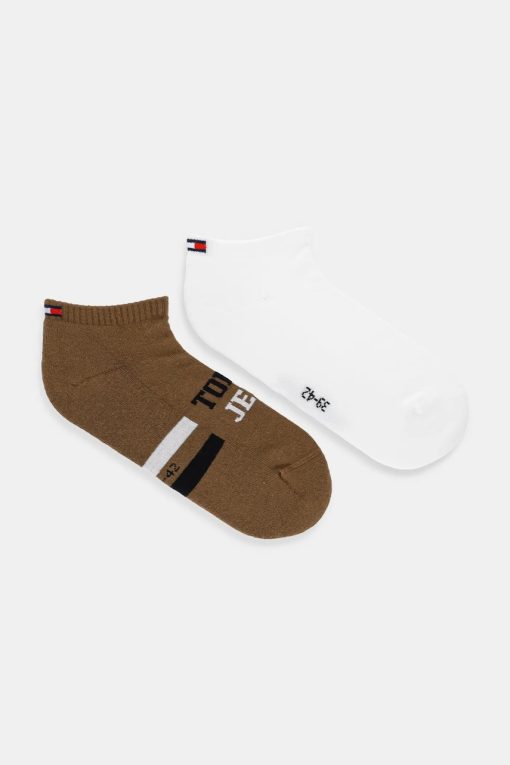 Tommy Jeans șosete scurte 2-pack culoarea maro
