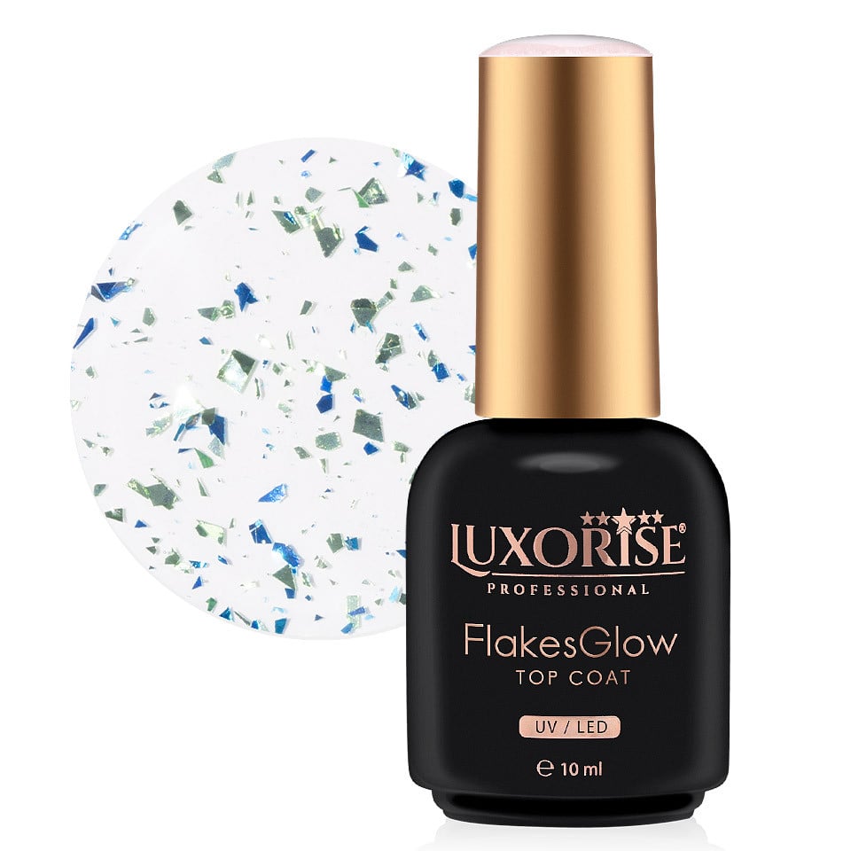 Top Coat LUXORISE - FlakesGlow Mermaid Mirage 10ml-Accesorii Unghii > Primer / Base Coat / Top Coat