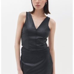 Top crop cambrat cu fermoar-FEMEI/IMBRACAMINTE/Tricouri si maiouri-IMBRACAMINTE/Tricouri si maiouri