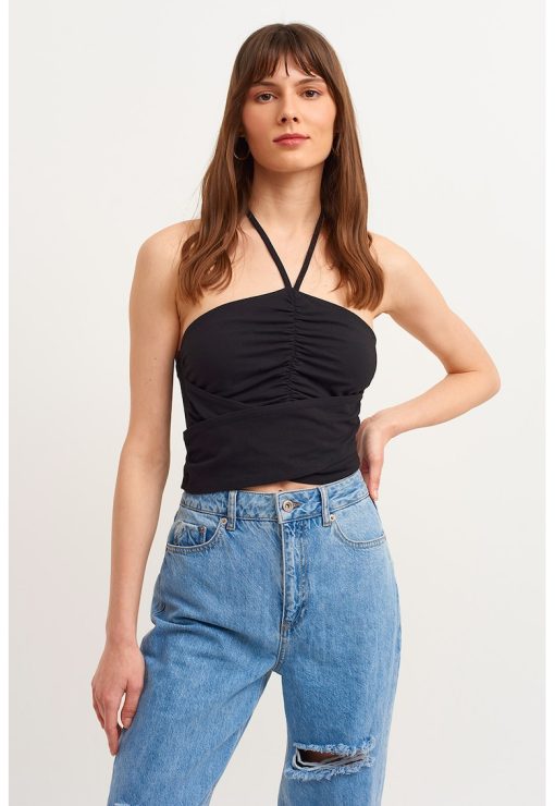 Top crop cu decolteu halter-FEMEI/IMBRACAMINTE/Tricouri si maiouri-IMBRACAMINTE/Tricouri si maiouri