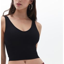 Top crop cu decolteu in V-FEMEI/IMBRACAMINTE/Tricouri si maiouri-IMBRACAMINTE/Tricouri si maiouri