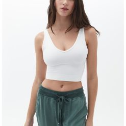 Top crop cu decolteu in V-FEMEI/IMBRACAMINTE/Tricouri si maiouri-IMBRACAMINTE/Tricouri si maiouri