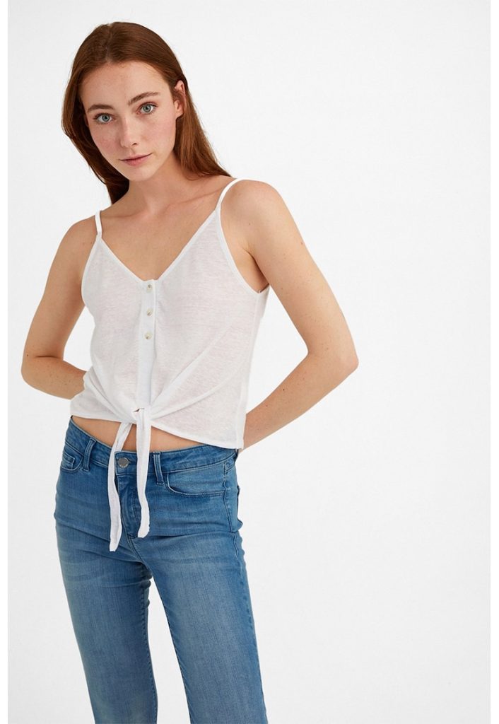 Top cu decolteu in V si snururi-FEMEI/IMBRACAMINTE/Tricouri si maiouri-IMBRACAMINTE/Tricouri si maiouri