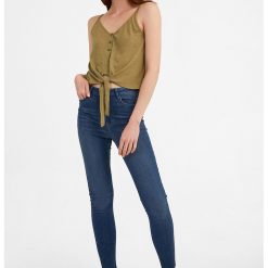 Top cu decolteu in V si snururi-FEMEI/IMBRACAMINTE/Tricouri si maiouri-IMBRACAMINTE/Tricouri si maiouri