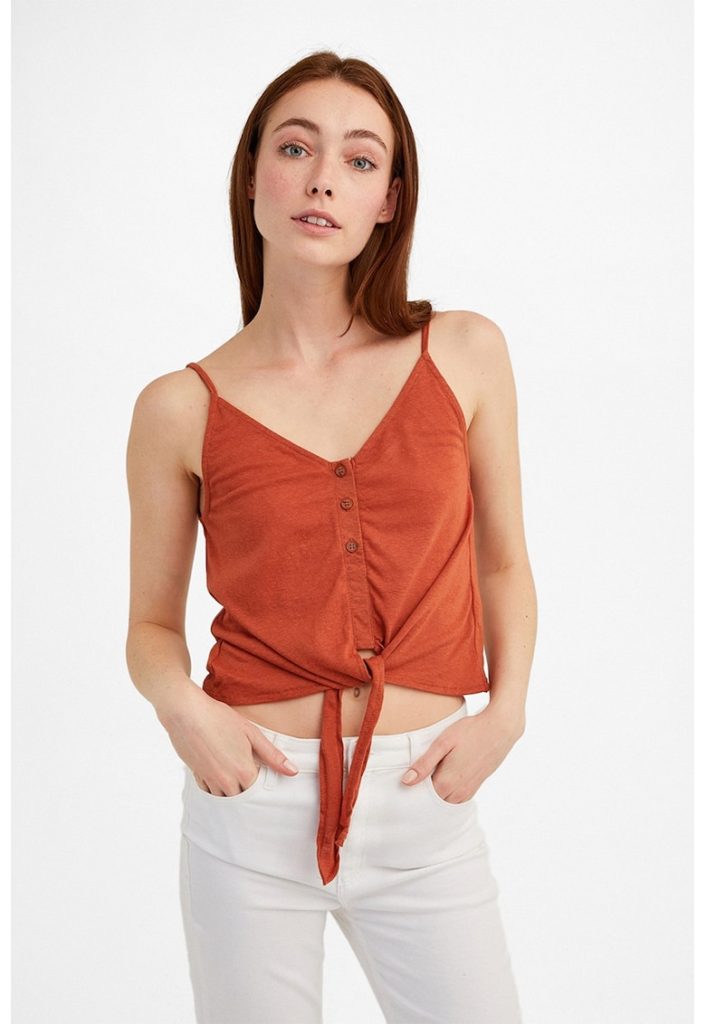 Top cu decolteu in V si snururi-FEMEI/IMBRACAMINTE/Tricouri si maiouri-IMBRACAMINTE/Tricouri si maiouri