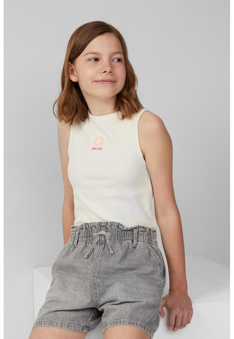 Top din amestec de bumbac cu design discret-FETE/IMBRACAMINTE/Tricouri si maiouri-IMBRACAMINTE/Tricouri si maiouri