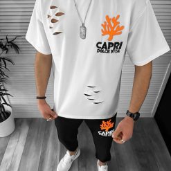 Trening barbati alb/negru pantaloni + tricou oversize 13029 U5-2 P20-4.1-Trening