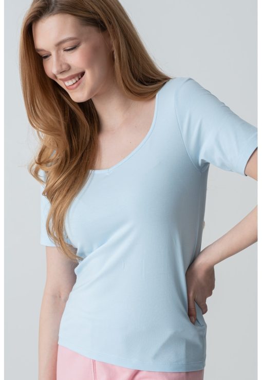 Tricou cambrat cu model uni-FEMEI/IMBRACAMINTE/Tricouri si maiouri-IMBRACAMINTE/Tricouri si maiouri