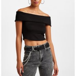 Tricou crop cu decolteu pe umeri-FEMEI/IMBRACAMINTE/Tricouri si maiouri-IMBRACAMINTE/Tricouri si maiouri