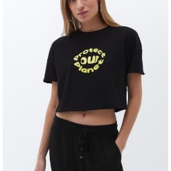 Tricou crop cu imprimeu-FEMEI/IMBRACAMINTE/Tricouri si maiouri-IMBRACAMINTE/Tricouri si maiouri