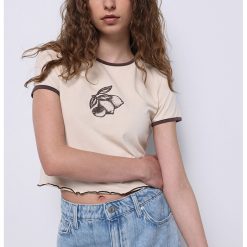 Tricou crop cu imprimeu grafic-FEMEI/IMBRACAMINTE/Tricouri si maiouri-IMBRACAMINTE/Tricouri si maiouri