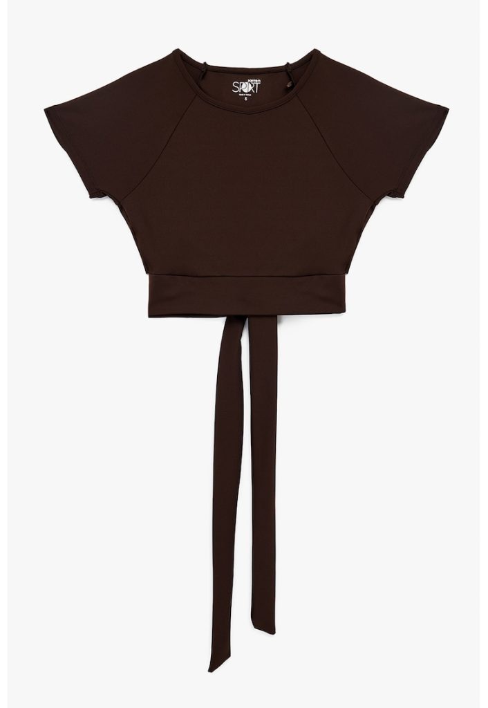 Tricou crop cu prindere la terminatie-FEMEI/IMBRACAMINTE/Tricouri si maiouri-IMBRACAMINTE/Tricouri si maiouri