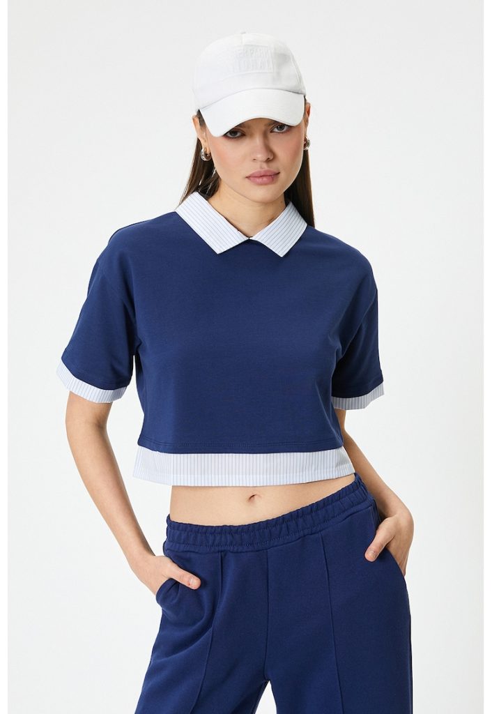 Tricou crop din bumbac-FEMEI/IMBRACAMINTE/Tricouri si maiouri-IMBRACAMINTE/Tricouri si maiouri