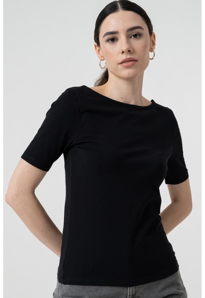 Tricou cu decolteu barcuta-FEMEI/IMBRACAMINTE/Tricouri si maiouri-IMBRACAMINTE/Tricouri si maiouri