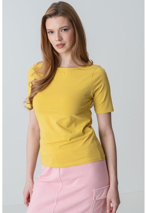 Tricou cu decolteu barcuta-FEMEI/IMBRACAMINTE/Tricouri si maiouri-IMBRACAMINTE/Tricouri si maiouri