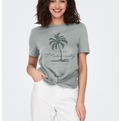 Tricou cu decolteu la baza gatului - cu imprimeu grafic-FEMEI/IMBRACAMINTE/Tricouri si maiouri-IMBRACAMINTE/Tricouri si maiouri