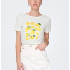 Tricou cu decolteu la baza gatului cu imprimeu grafic-FEMEI/IMBRACAMINTE/Tricouri si maiouri-IMBRACAMINTE/Tricouri si maiouri
