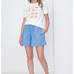 Tricou cu decolteu la baza gatului cu imprimeu grafic-FEMEI/IMBRACAMINTE/Tricouri si maiouri-IMBRACAMINTE/Tricouri si maiouri