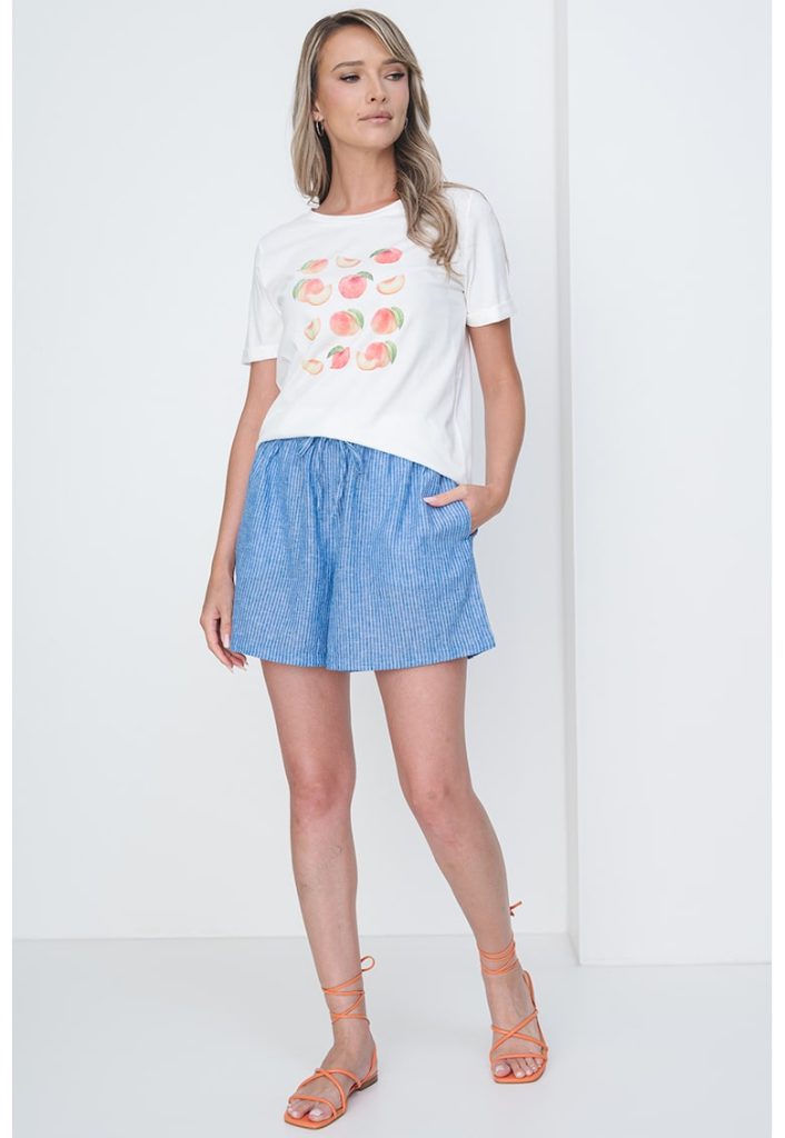 Tricou cu decolteu la baza gatului cu imprimeu grafic-FEMEI/IMBRACAMINTE/Tricouri si maiouri-IMBRACAMINTE/Tricouri si maiouri