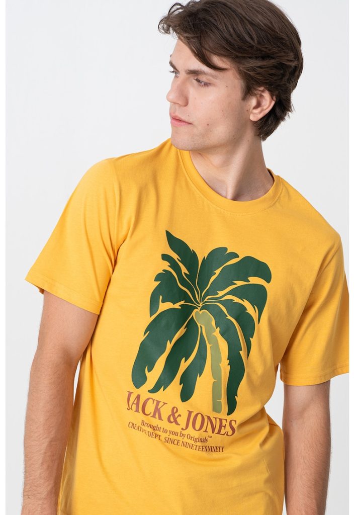 Tricou cu decolteu la baza gatului si design grafic-BARBATI/IMBRACAMINTE/Tricouri si maiouri-IMBRACAMINTE/Tricouri si maiouri