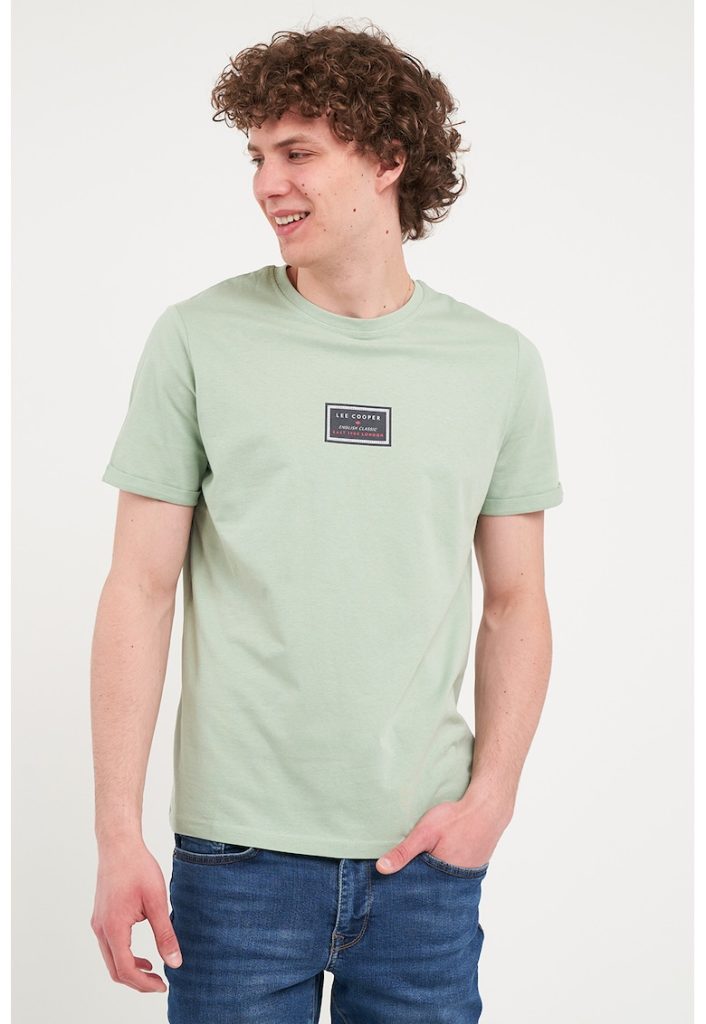 Tricou cu decolteu la baza gatului si detaliu cu imprimeu-BARBATI/IMBRACAMINTE/Tricouri si maiouri-IMBRACAMINTE/Tricouri si maiouri