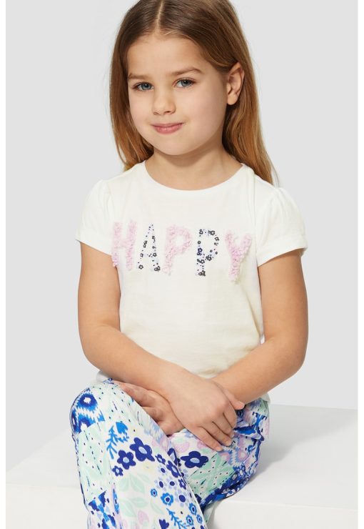 Tricou cu decolteu la baza gatului si imprimeu-FETE/IMBRACAMINTE/Tricouri si maiouri-IMBRACAMINTE/Tricouri si maiouri