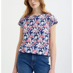 Tricou cu decolteu la baza gatului si imprimeu-FEMEI/IMBRACAMINTE/Tricouri si maiouri-IMBRACAMINTE/Tricouri si maiouri