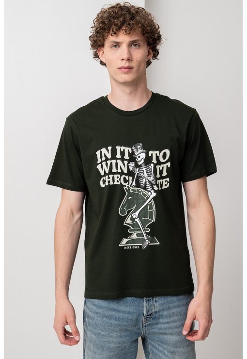 Tricou cu decolteu la baza gatului si imprimeu-BARBATI/IMBRACAMINTE/Tricouri si maiouri-IMBRACAMINTE/Tricouri si maiouri