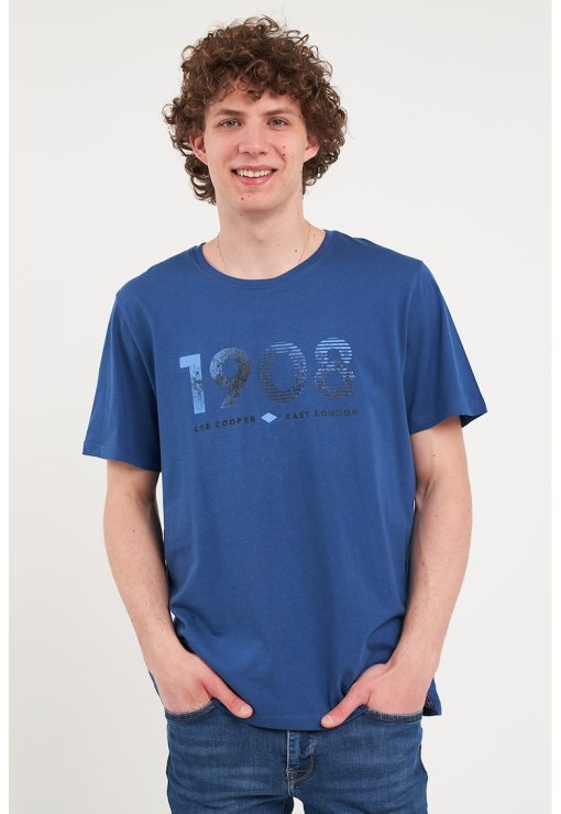 Tricou cu decolteu la baza gatului si imprimeu-BARBATI/IMBRACAMINTE/Tricouri si maiouri-IMBRACAMINTE/Tricouri si maiouri