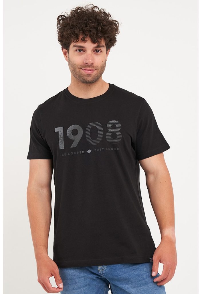 Tricou cu decolteu la baza gatului si imprimeu-BARBATI/IMBRACAMINTE/Tricouri si maiouri-IMBRACAMINTE/Tricouri si maiouri