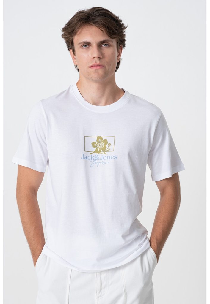 Tricou cu decolteu la baza gatului si imprimeu-BARBATI/IMBRACAMINTE/Tricouri si maiouri-IMBRACAMINTE/Tricouri si maiouri