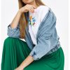 Tricou cu decolteu la baza gatului si imprimeu floral-FEMEI/IMBRACAMINTE/Tricouri si maiouri-IMBRACAMINTE/Tricouri si maiouri