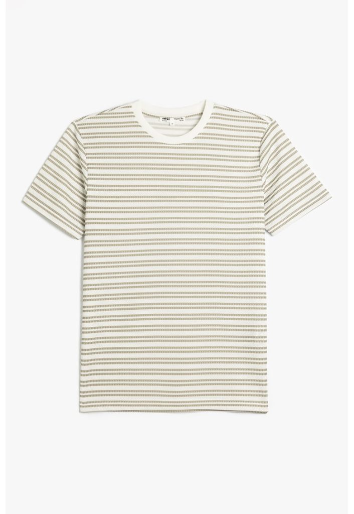 Tricou cu decolteu la baza gatului si imprimeu in dungi-BARBATI/IMBRACAMINTE/Tricouri si maiouri-IMBRACAMINTE/Tricouri si maiouri