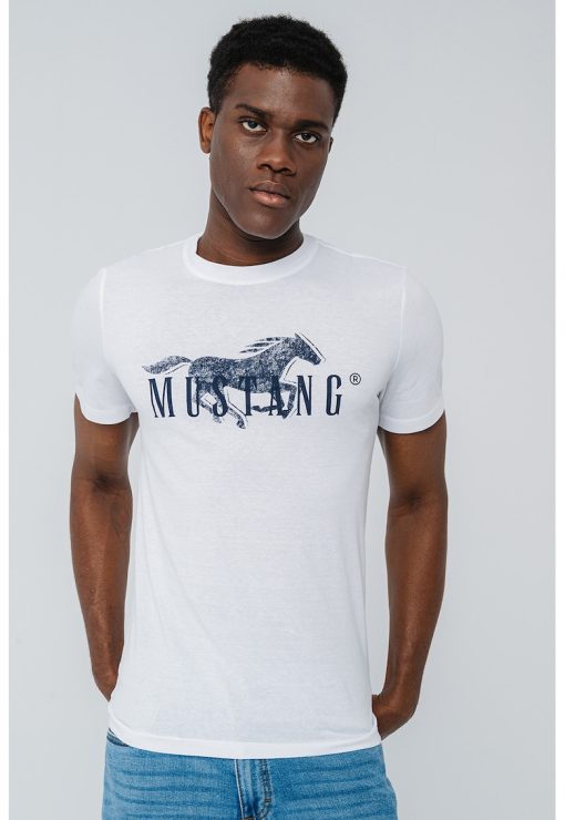 Tricou cu decolteu la baza gatului si imprimeu logo-BARBATI/IMBRACAMINTE/Tricouri si maiouri-IMBRACAMINTE/Tricouri si maiouri