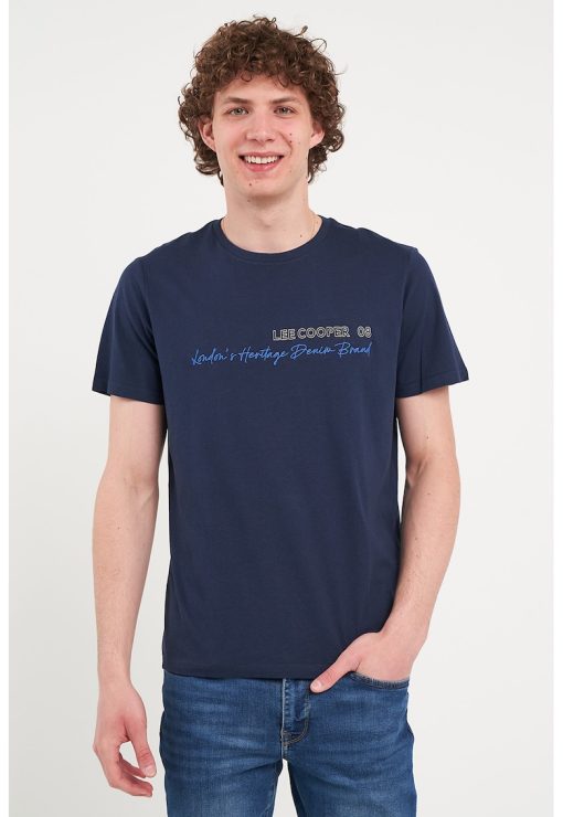 Tricou cu decolteu la baza gatului si imprimeu logo-BARBATI/IMBRACAMINTE/Tricouri si maiouri-IMBRACAMINTE/Tricouri si maiouri