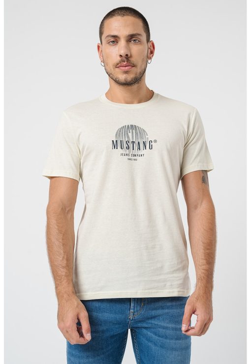 Tricou cu decolteu la baza gatului si imprimeu logo-BARBATI/IMBRACAMINTE/Tricouri si maiouri-IMBRACAMINTE/Tricouri si maiouri