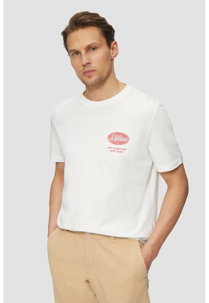 Tricou cu decolteu la baza gatului si imprimeu logo-BARBATI/IMBRACAMINTE/Tricouri si maiouri-IMBRACAMINTE/Tricouri si maiouri