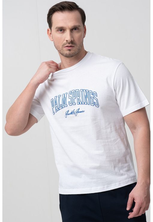 Tricou cu decolteu la baza gatului si imprimeu text-BARBATI/IMBRACAMINTE/Tricouri si maiouri-IMBRACAMINTE/Tricouri si maiouri