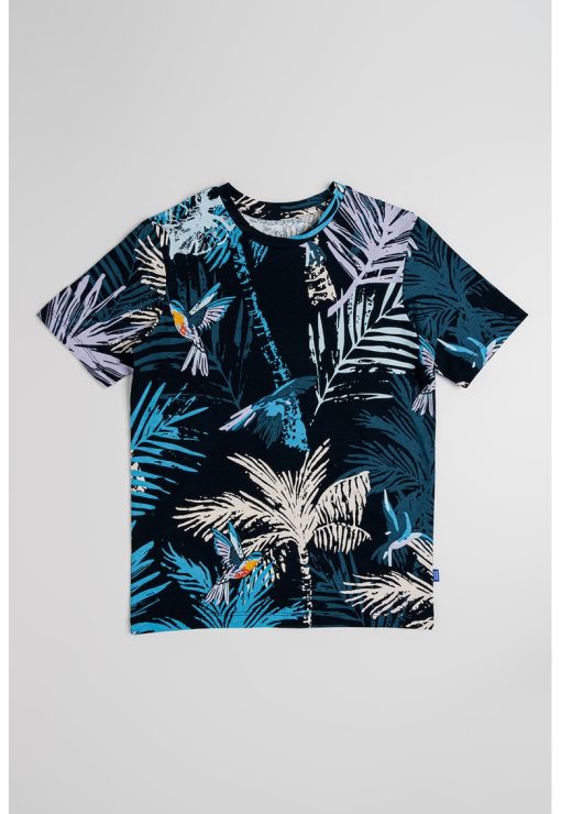 Tricou cu decolteu la baza gatului si imprimeu tropical-BAIETI/IMBRACAMINTE/Tricouri si maiouri-IMBRACAMINTE/Tricouri si maiouri