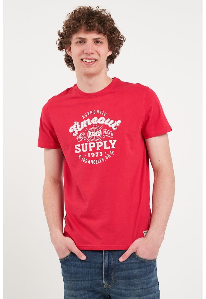 Tricou cu decolteu la baza gatului si logo-BARBATI/IMBRACAMINTE/Tricouri si maiouri-IMBRACAMINTE/Tricouri si maiouri