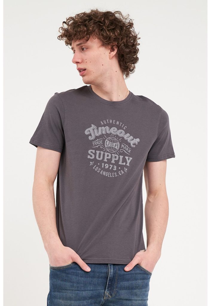 Tricou cu decolteu la baza gatului si logo-BARBATI/IMBRACAMINTE/Tricouri si maiouri-IMBRACAMINTE/Tricouri si maiouri